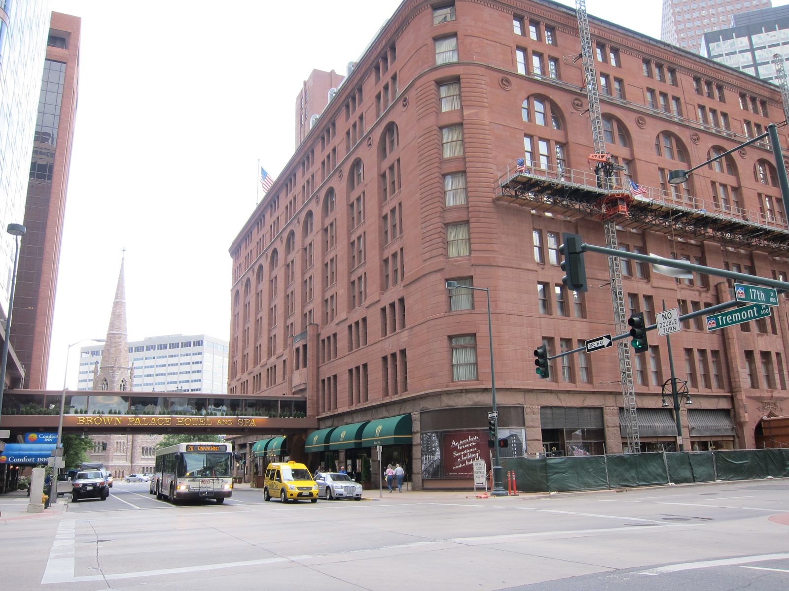 The outside of the Brown Palace, also under refurbishment.  It was (and maybe is) the Grande...